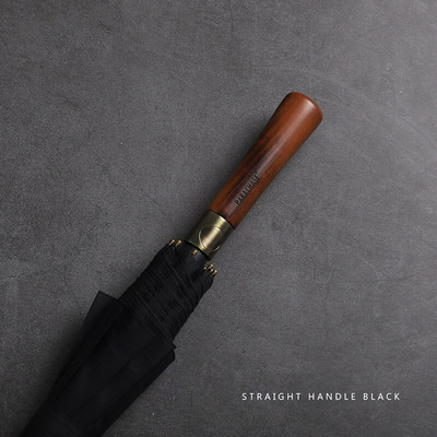 Parachase Veľký dáždnik pre mužov a ženy, dážď, dvojvrstvový, vetruodolný, 8 rebier, drevený dáždnik s dlhou rukoväťou, automatický, silný, strážny, Chuva