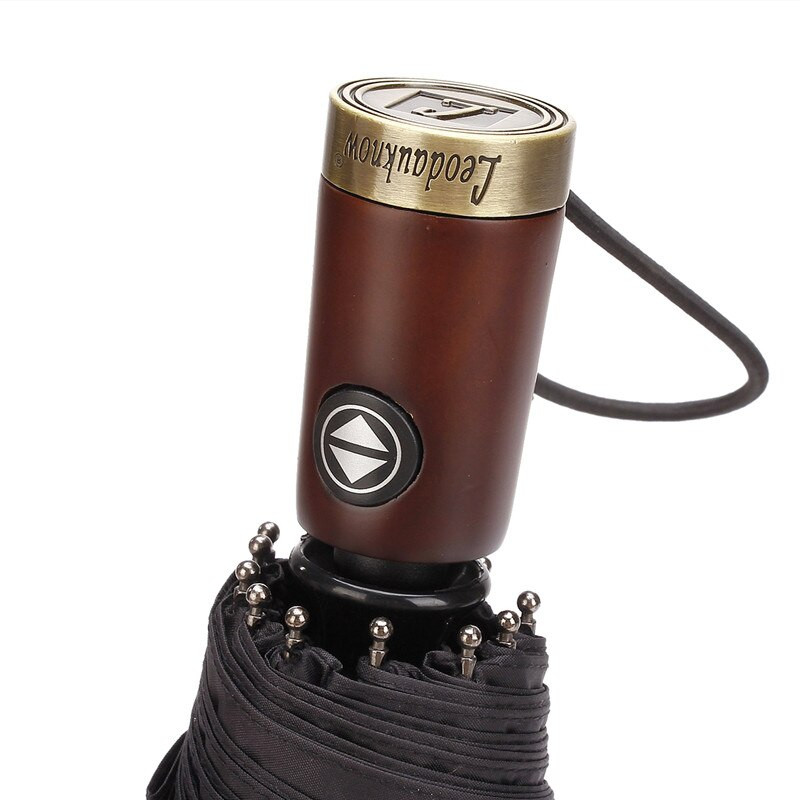 Umbrelele pliabile pentru bărbați, umbrele de soare automate, rezistente la vânt, au mânere din lemn masiv, cu zece rame din os