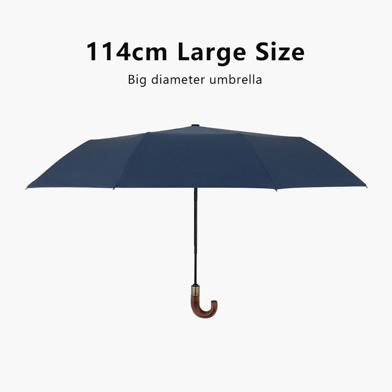 Umbrelă de ploaie Parachase Mâner curbat din lemn automat Business Umbrella Design Corporation 10K Rezistent la vânt Umbrelă pliabilă pentru bărbat