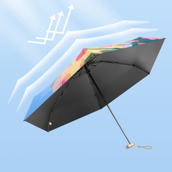 Fashion Flower Umbrella Αντιανεμική προστασία από την υπεριώδη ακτινοβολία 5 Πτυσσόμενη ομπρέλα φορητή ομπρέλα ταξιδιού βροχής γυναικεία ομπρέλα με τσέπη παιδική ομπρέλα