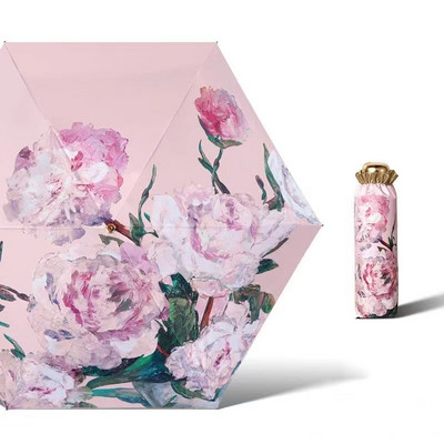 Módny kvetinový dáždnik, vetruodolný, proti UV žiareniu, 5-skladací dáždnik, prenosný cestovný dáždnik, dáždnik do dažďa, vreckový detský dáždnik