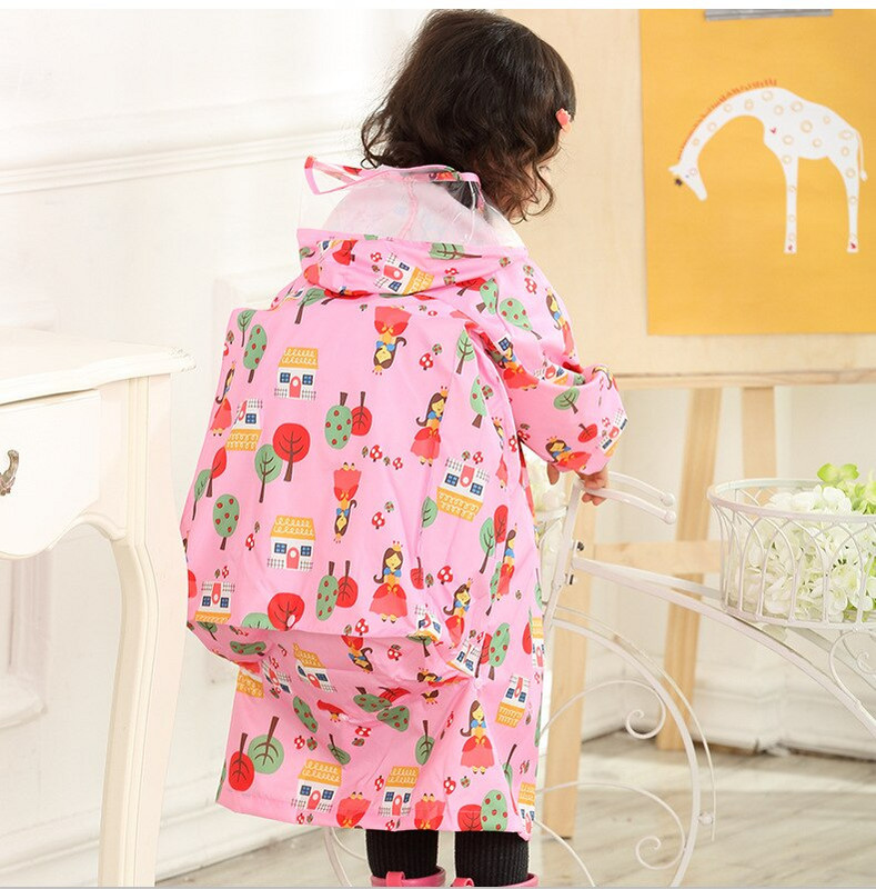 Detský pršiplášť s kapucňou, PVC lepidlo, pršiplášť s batohom, veľký klobúk, módny detský turistický pršiplášť do škôlky