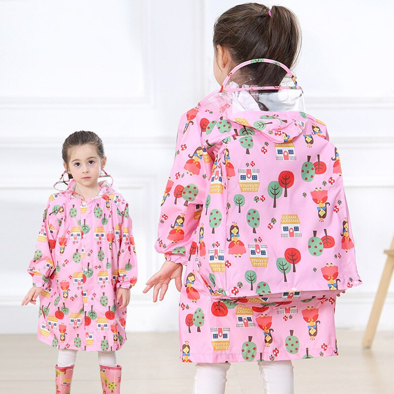 Detský pršiplášť s kapucňou, PVC lepidlo, pršiplášť s batohom, veľký klobúk, módny detský turistický pršiplášť do škôlky
