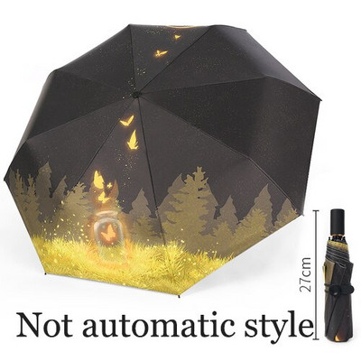 Luxusný olejomaľbový dáždnik s motýľom, dáždnik do dažďa, 3-skladací auto slnečník, anti-UV ochrana, dámsky biznis, jedinečný darček, slnečník