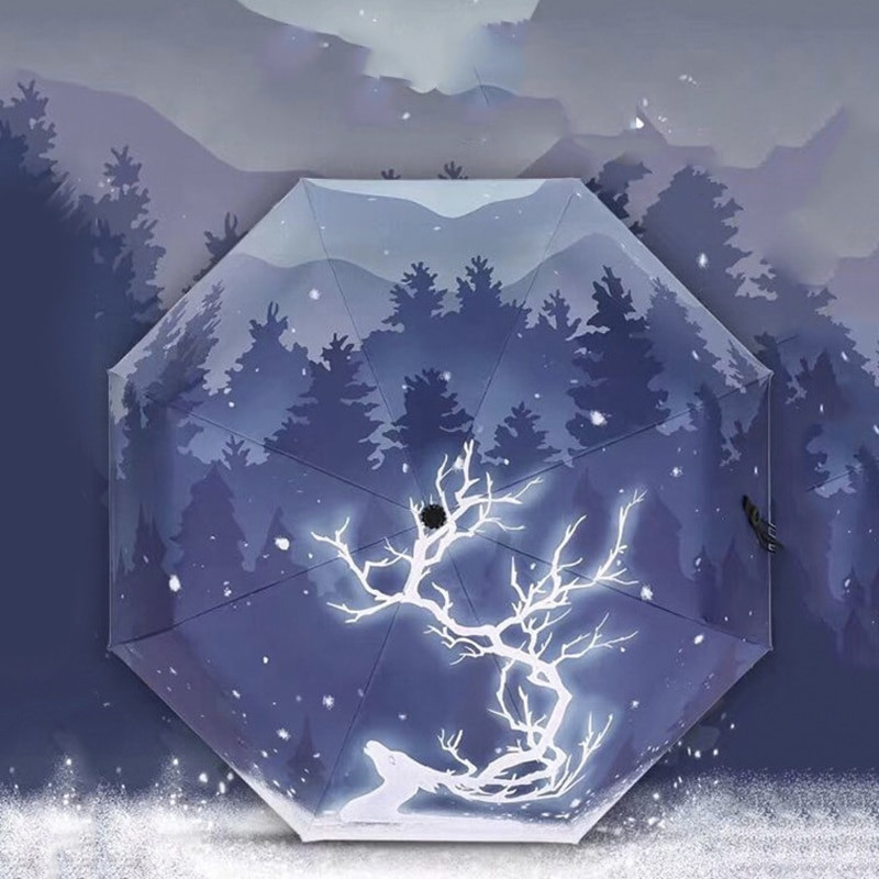 Luxusný olejomaľbový dáždnik s motýľom, dáždnik do dažďa, 3-skladací auto slnečník, anti-UV ochrana, dámsky biznis, jedinečný darček, slnečník