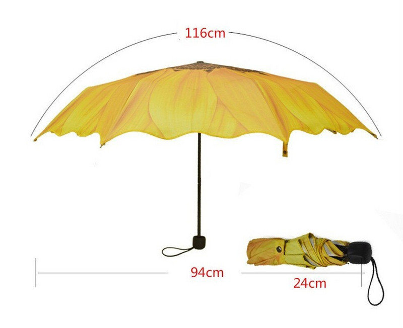 2021 3d suncokret print tri sklopivi kišobran kiša žene Pongee sunčan i kišni kišobran anti UV Osjećajte se ugodno novo