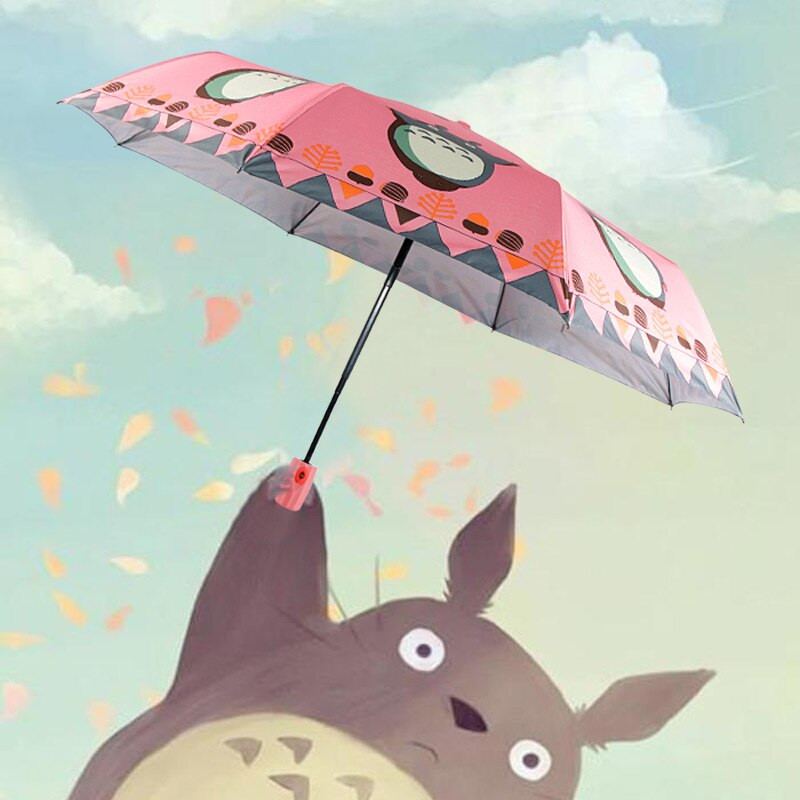 Kocotree Cartoon Totoro Umbrella Rain Detský vetruodolný ultraľahký slnečný dáždnik Automatické skladacie dáždniky Dámske dáždniky slnečník
