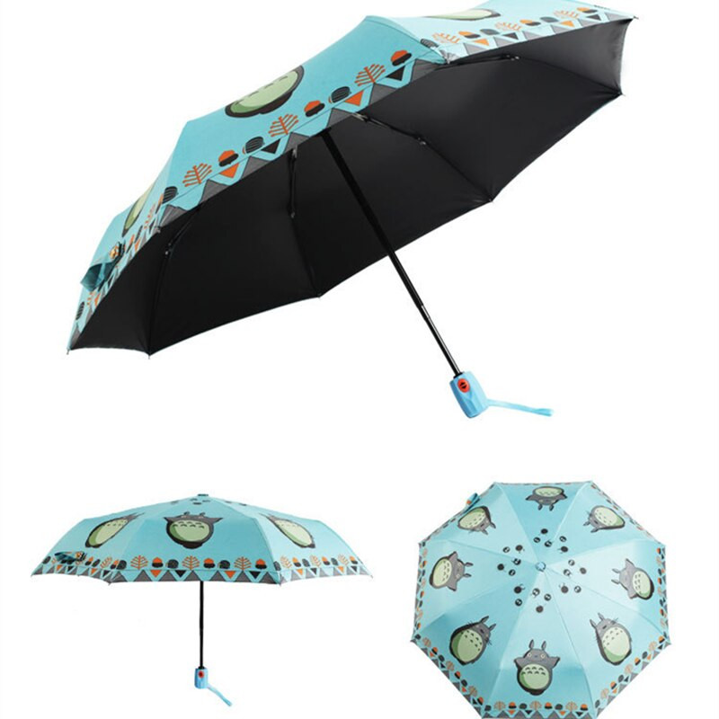 Kocotree Cartoon Totoro Umbrella Rain Detský vetruodolný ultraľahký slnečný dáždnik Automatické skladacie dáždniky Dámske dáždniky slnečník