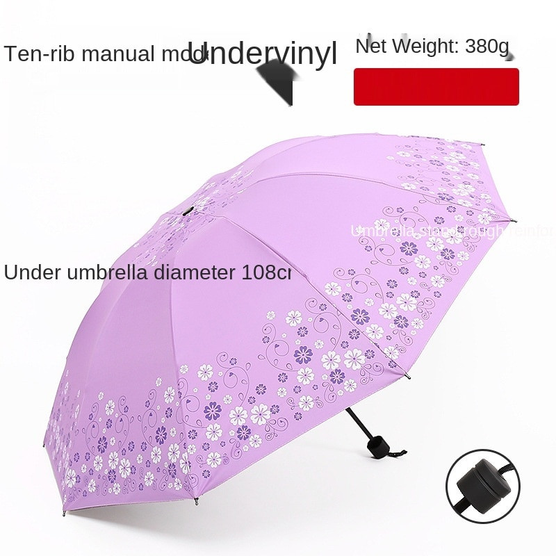 Чадър с голям размер 10 Bones Flower Pattern Дъждовни чадъри Анти UV слънцезащитен чадър за дъжд Дамски сгъваем чадър 4 цвята