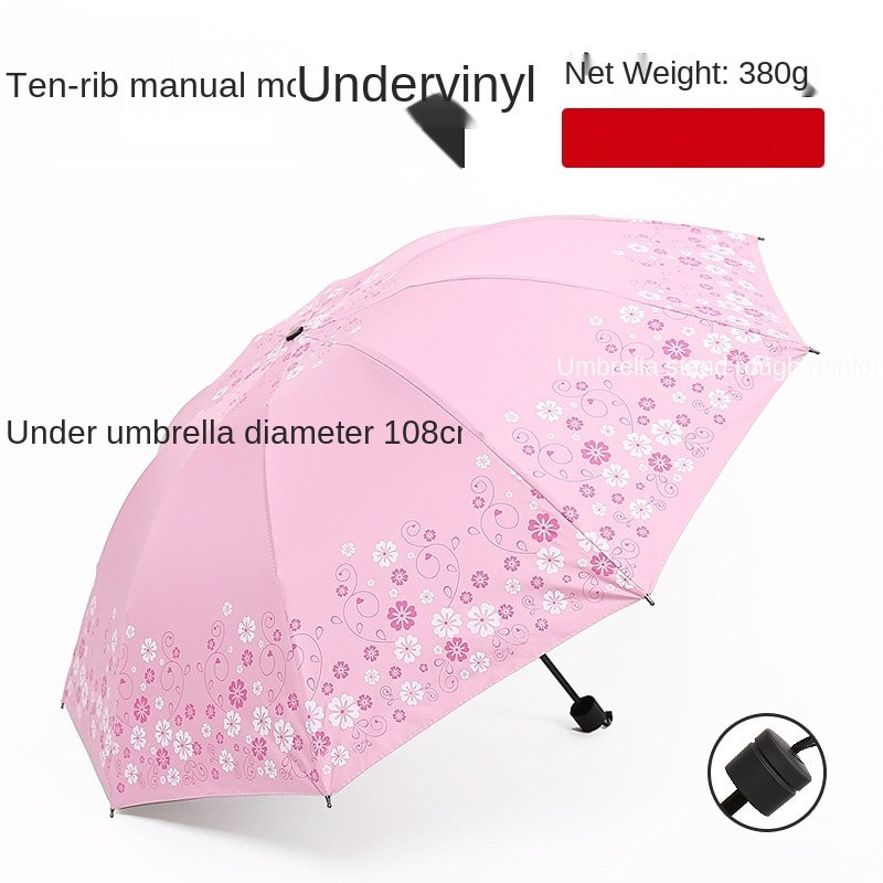 Чадър с голям размер 10 Bones Flower Pattern Дъждовни чадъри Анти UV слънцезащитен чадър за дъжд Дамски сгъваем чадър 4 цвята