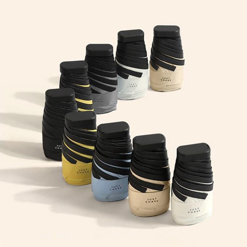 Vreckový mini skladací dáždnik, prenosný cestovný šesťskladací dáždnik, dážď a slnko, slnečník, nástroj, UV vonkajší dáždnik pre ženy