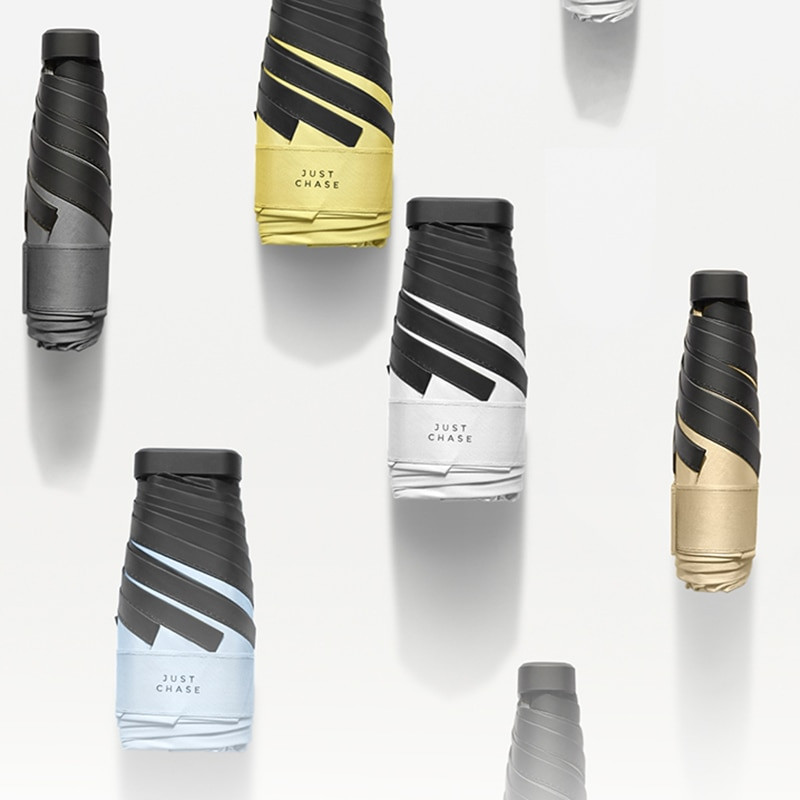 Vreckový mini skladací dáždnik, prenosný cestovný šesťskladací dáždnik, dážď a slnko, slnečník, nástroj, UV vonkajší dáždnik pre ženy