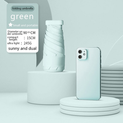 Mini skladací dáždnik, vreckový telefón, dámsky dáždnik, mužský ultraľahký, ľahký dážď, slnečný dáždnik, dievčenský slnečník s UV ochranou