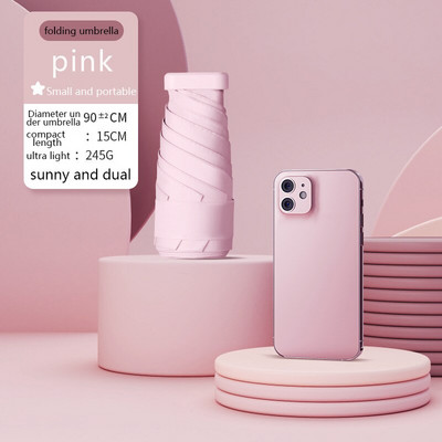 Mini skladací dáždnik, vreckový telefón, dámsky dáždnik, mužský ultraľahký, ľahký dážď, slnečný dáždnik, dievčenský slnečník s UV ochranou