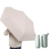 Mini vreckový skladací slnečník s kapsulou, ultrafialová ochrana, slnečník, 6-násobný slnečník, ľahký, dámsky, prenosný, paraguas