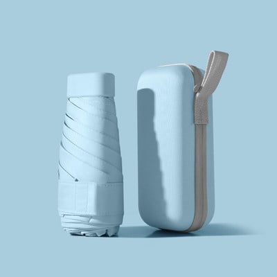 Mini vreckový skladací slnečník s kapsulou, ultrafialová ochrana, slnečník, 6-násobný slnečník, ľahký, dámsky, prenosný, paraguas