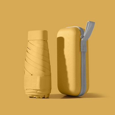 Mini vreckový skladací slnečník s kapsulou, ultrafialová ochrana, slnečník, 6-násobný slnečník, ľahký, dámsky, prenosný, paraguas