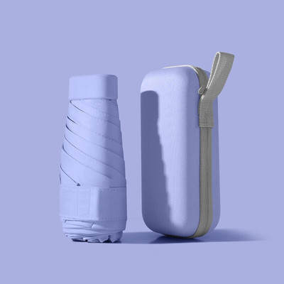 Mini vreckový skladací slnečník s kapsulou, ultrafialová ochrana, slnečník, 6-násobný slnečník, ľahký, dámsky, prenosný, paraguas