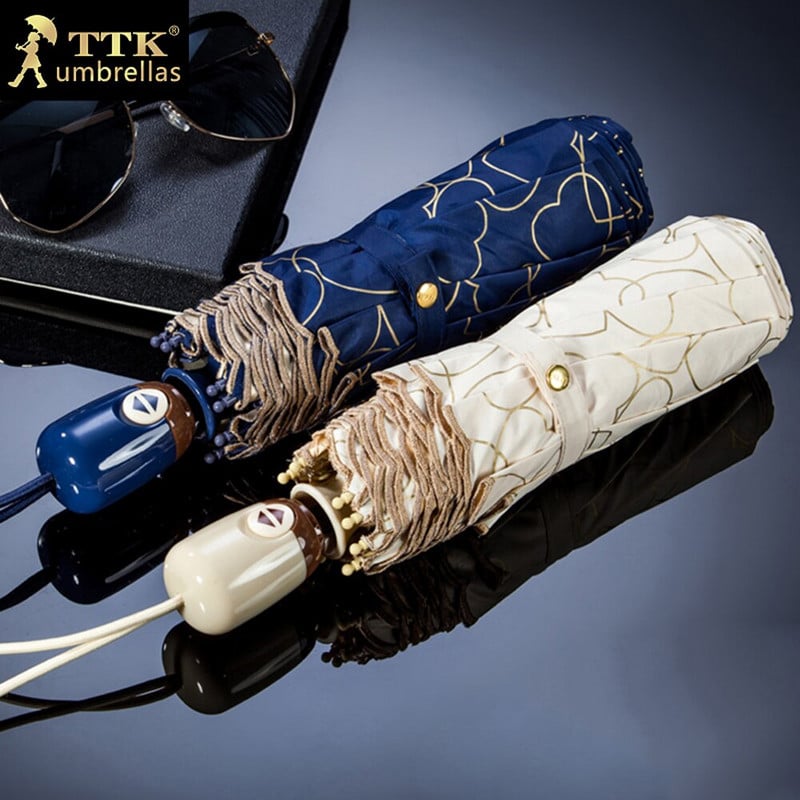 Automatický čipkovaný dáždnik, dáždnik s ochranou proti UV žiareniu, farby dáždnikov, dizajnérske dáždniky, 8K vetruodolný slnečník pre milovníkov prírody