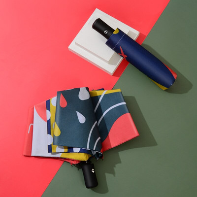 Automatický dáždnik s hviezdicovým dáždnikom, skladací, trojnásobný pre ženy, farebný, hviezdny, vetruodolný, hviezdna obloha, farba, UV slnečník