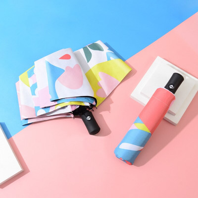 Automatický dáždnik s hviezdicovým dáždnikom, skladací, trojnásobný pre ženy, farebný, hviezdny, vetruodolný, hviezdna obloha, farba, UV slnečník