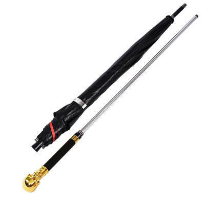 Dáždnik s dlhou rukoväťou, mečom a hákom, čierny, pre mužov, palica, katana, silný, kreativita, vetruodolný, samurajský, dažďový výstroj BD50UM