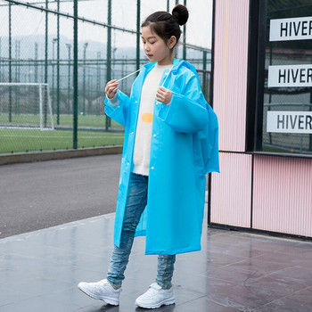 Παιδικό αδιάβροχο μονόχρωμο για αγόρια σχολική τσάντα μονοκόμματη Poncho Long Walking Pupils Thickening Girls Raincoat Jacket