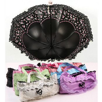 Λευκή δαντέλα ομπρέλα Γυναικείο σακίδιο πλάτης Lolita Δυνατή φορητή ομπρέλα παραλίας Όμορφη αντιανεμική ομπρέλα Paraplu Rain Gear AE50YS