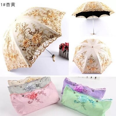 Biely čipkovaný dáždnik Dámsky batoh Lolita Strong Prenosný plážový dáždnik Krásny vetruodolný slnečník Paraplu Dažďové vybavenie AE50YS