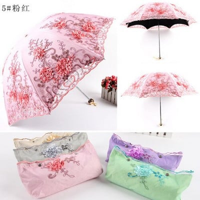 Biely čipkovaný dáždnik Dámsky batoh Lolita Strong Prenosný plážový dáždnik Krásny vetruodolný slnečník Paraplu Dažďové vybavenie AE50YS