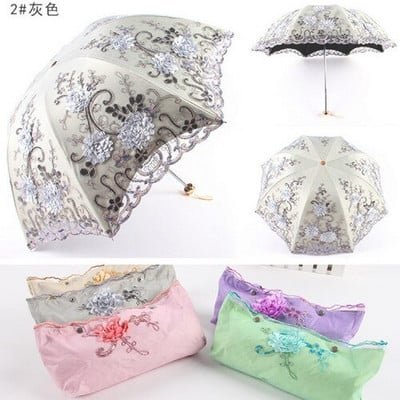 Biely čipkovaný dáždnik Dámsky batoh Lolita Strong Prenosný plážový dáždnik Krásny vetruodolný slnečník Paraplu Dažďové vybavenie AE50YS