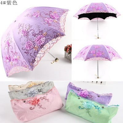 Biely čipkovaný dáždnik Dámsky batoh Lolita Strong Prenosný plážový dáždnik Krásny vetruodolný slnečník Paraplu Dažďové vybavenie AE50YS