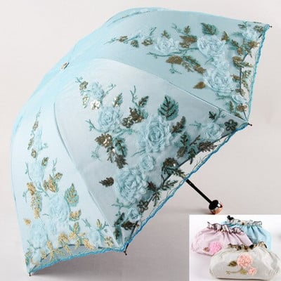 Biely čipkovaný dáždnik Dámsky batoh Lolita Strong Prenosný plážový dáždnik Krásny vetruodolný slnečník Paraplu Dažďové vybavenie AE50YS