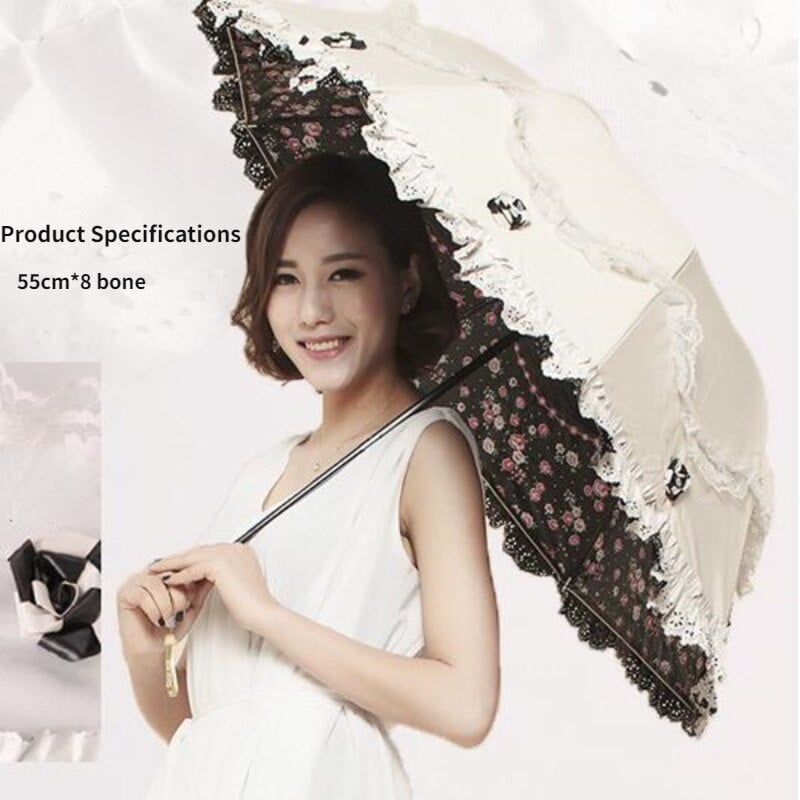 Biely čipkovaný dáždnik Dámsky batoh Lolita Strong Prenosný plážový dáždnik Krásny vetruodolný slnečník Paraplu Dažďové vybavenie AE50YS