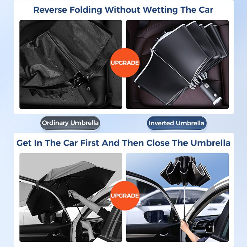 Automatický skladací dáždnik, prenosný, odolný voči dažďu a vetru, pánsky slnečník, biznis, UV, vetruodolný, veľký, reflexný, spätný dáždnik