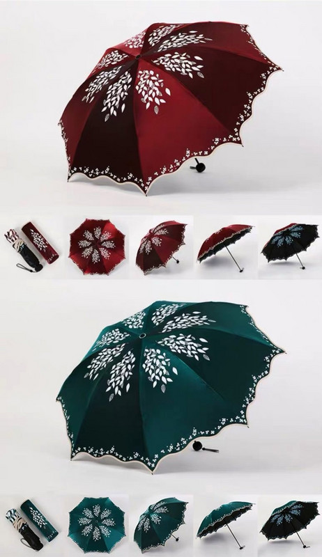 Minőségi napernyő eső női divat hercegnő levelek dupla esernyők női napernyők hordozható kreatív női ajándék