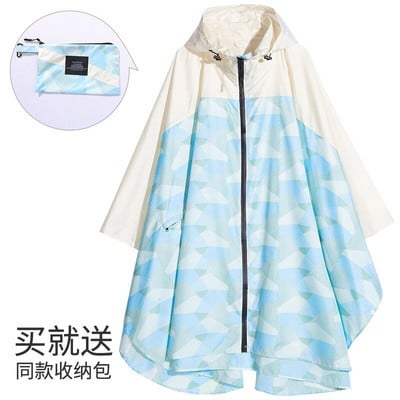 1ks EVA pršiplášť pre ženy s čiapkou, zipsom, elegantnejším pončom, štýlovým dlhým nepremokavým plášťom do dažďa