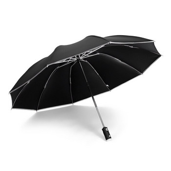 Автоматичен чадър Светлоотразителна лента Обратно Led Light Чадър Три сгъваеми обърнати 10 ребра Ветроустойчиви чадъри Пътуване