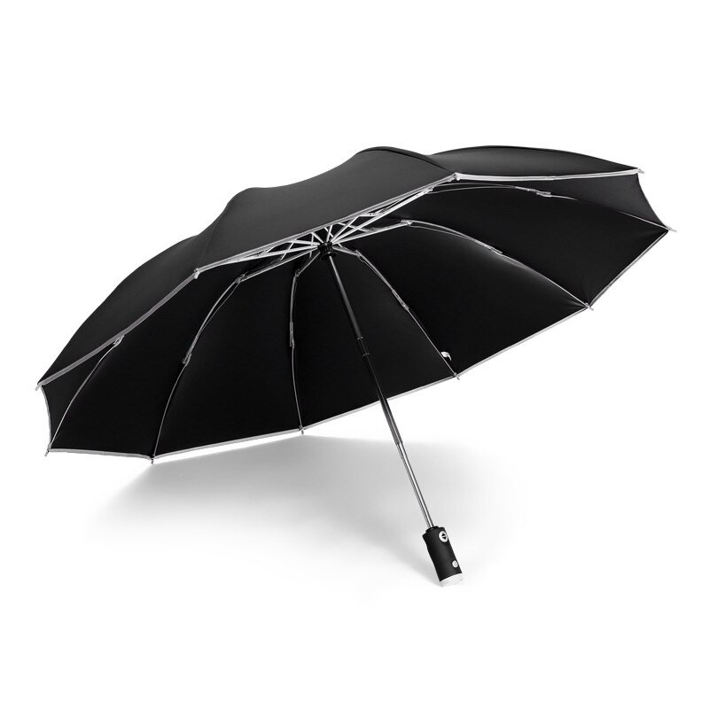 Umbrelă automată cu dungi reflectorizante Umbrelă cu lumină inversă cu LED-uri Umbrele de călătorie pliabile, inversate, cu 10 nervuri