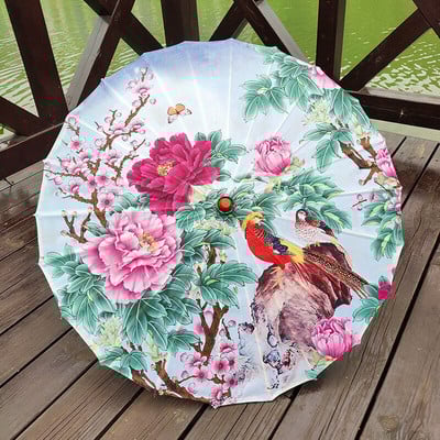 Ρετρό μεταξωτή υφασμάτινη ομπρέλα Γυναικεία Ιαπωνική ανθισμένη κερασιά Διακοσμητική ομπρέλα Κινέζικης τεχνοτροπίας λαδόχαρτο Ξύλινη λαβή