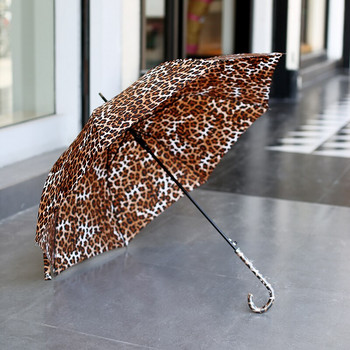 Parachase Fashion Leopard Pattern Umbrella Rain Women Ветроустойчив чадър с дълга дръжка Марка за момичета Автоматични сгъваеми чадъри 8K