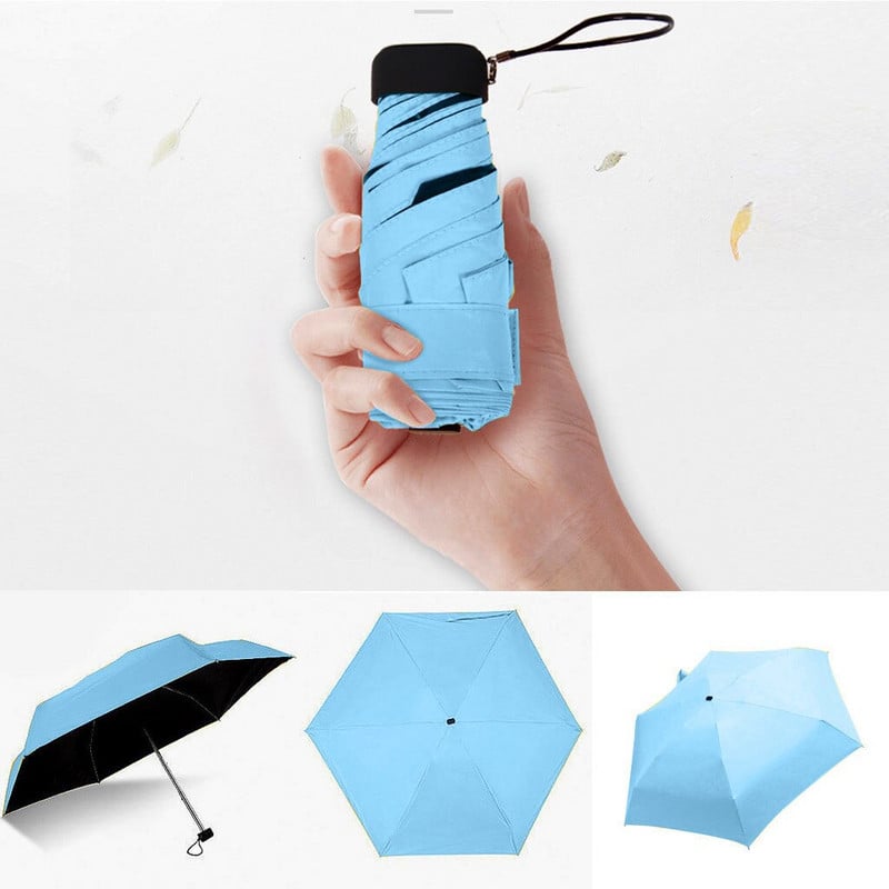 Mini umbrelă de soare de buzunar 5 Umbrelă de soare pliabilă, ultra ușoară, plate, ușoară Umbrelă de soare pliabilă Mini umbrelă