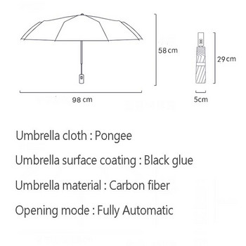 Двуслоен автоматичен чадър за дъжд Дамски 3-кратен здрав ветроустойчив женски мъжки 8K голям чадър за мъжки чадъри с листа
