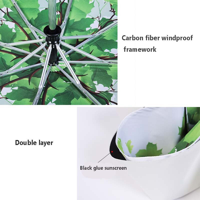 Kétrétegű, automatikus esernyő, női, 3 összecsukható, erős, szélálló női, 8K nagyméretű, férfi leveles napernyő