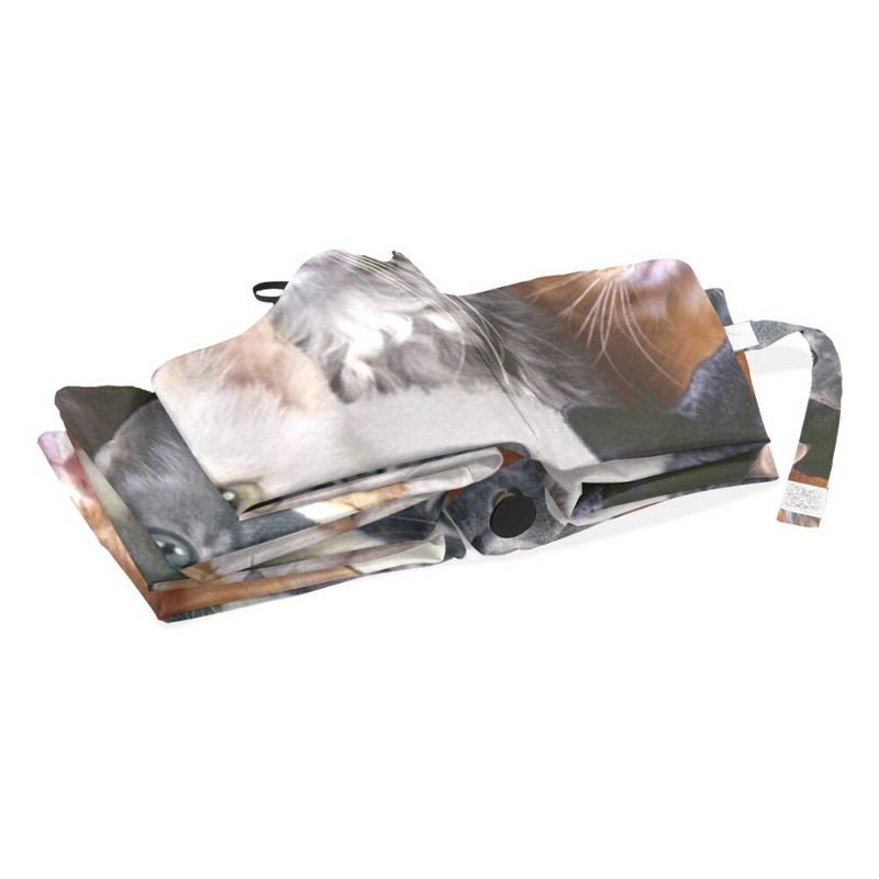 Najpredávanejší 3-skladací dámsky automatický dáždnik z pongee, anti-UV, s mačacou potlačou, rodinný slnečník, mužský dáždnik proti dažďu