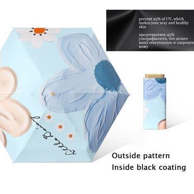 Džepni kišobran Mini kišobrani Ženski 6 sklopivi kompaktni suncobran Mali anti UV zaštita Paraguas Prijenosni za darove na putovanju