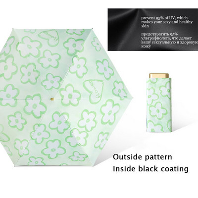 Džepni kišobran Mini kišobrani Ženski 6 sklopivi kompaktni suncobran Mali anti UV zaštita Paraguas Prijenosni za darove na putovanju