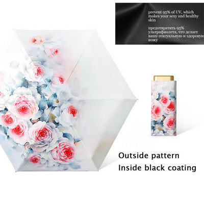 Džepni kišobran Mini kišobrani Ženski 6 sklopivi kompaktni suncobran Mali anti UV zaštita Paraguas Prijenosni za darove na putovanju