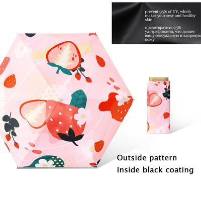 Džepni kišobran Mini kišobrani Ženski 6 sklopivi kompaktni suncobran Mali anti UV zaštita Paraguas Prijenosni za darove na putovanju