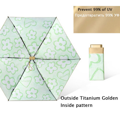 Džepni kišobran Mini kišobrani Ženski 6 sklopivi kompaktni suncobran Mali anti UV zaštita Paraguas Prijenosni za darove na putovanju